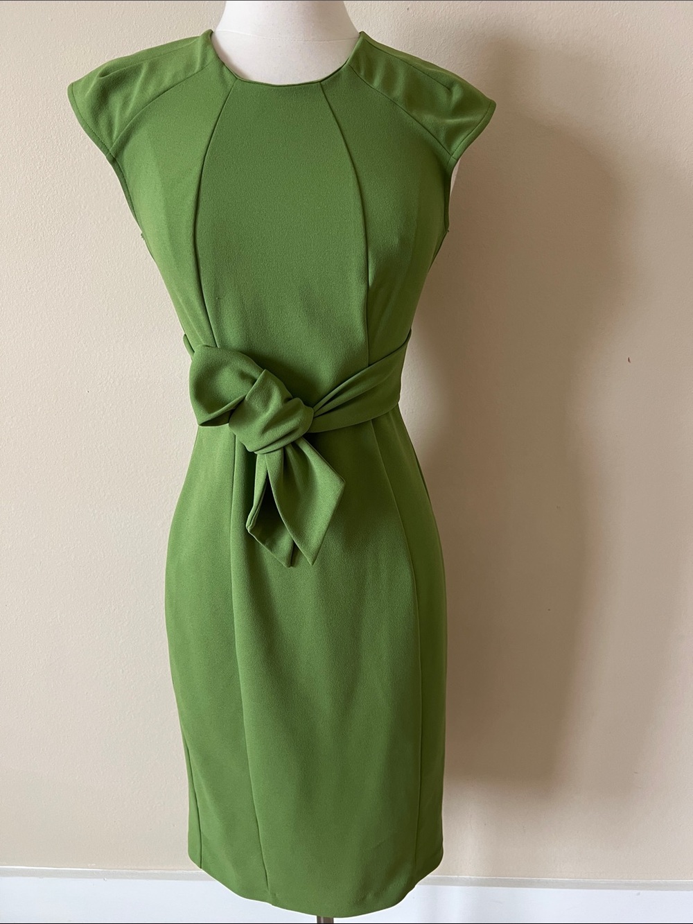 Green Belted Sheath Dress